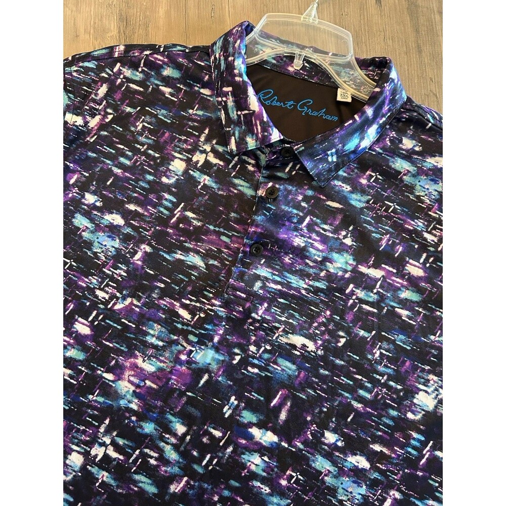 Robert Graham Men's Size XXL  Short-Sleeve Knit Polo Short Sleeve Shirt
